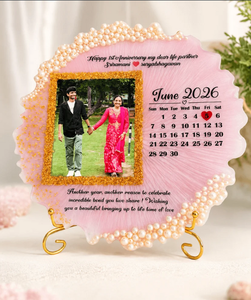 Personalized Anniversary Photo Frame with Calendar & Stand