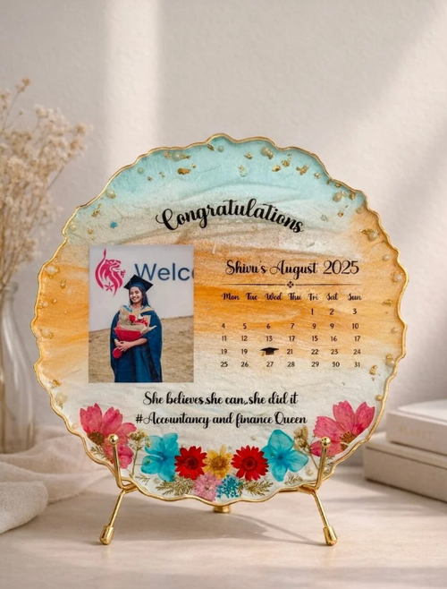 Personalized Resin Photo Frame with Calendar & Name | Custom Gift